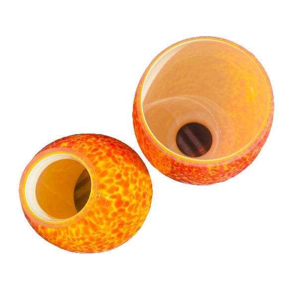 Light Fixture Orange Cased & Marbled Splatter Art Glass Lamp Shades Sconce Boho - Picture 7 of 12